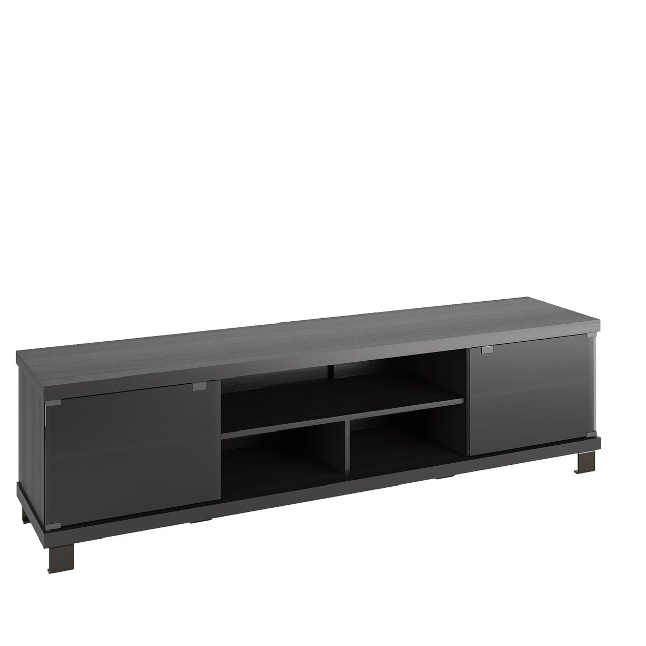 Corliving Holland Ravenwood Black Wooden Extra Wide Tv Stand For Tvs Up To 85"